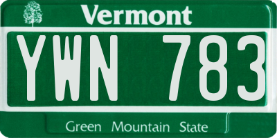 VT license plate YWN783