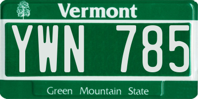 VT license plate YWN785