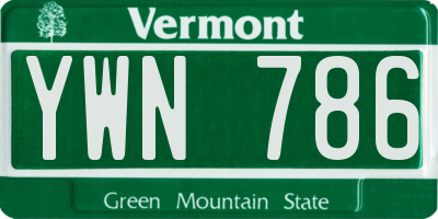 VT license plate YWN786