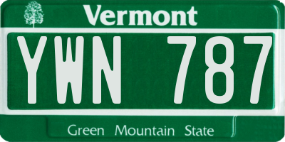 VT license plate YWN787