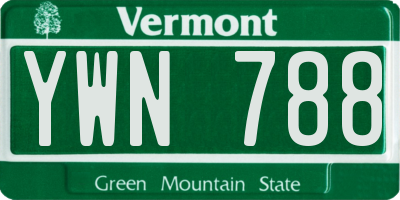 VT license plate YWN788