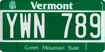 VT license plate YWN789