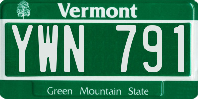 VT license plate YWN791