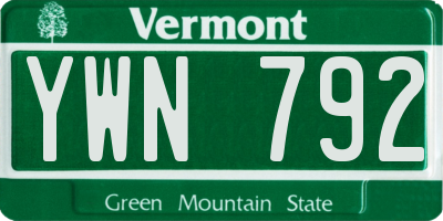 VT license plate YWN792