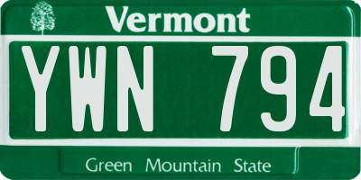 VT license plate YWN794