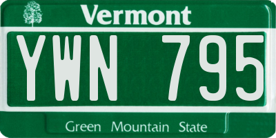 VT license plate YWN795