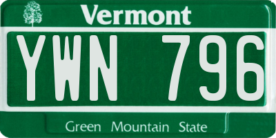 VT license plate YWN796