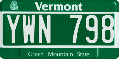 VT license plate YWN798