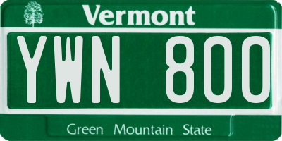 VT license plate YWN800