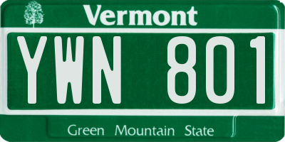 VT license plate YWN801