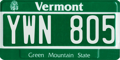 VT license plate YWN805