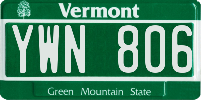 VT license plate YWN806