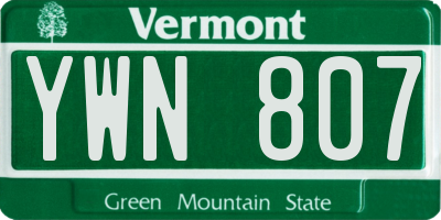 VT license plate YWN807