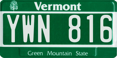 VT license plate YWN816