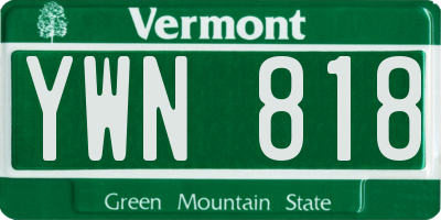 VT license plate YWN818