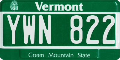 VT license plate YWN822