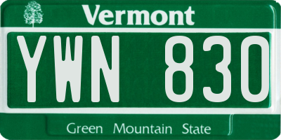 VT license plate YWN830