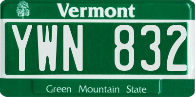 VT license plate YWN832