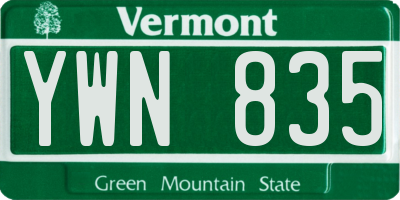 VT license plate YWN835