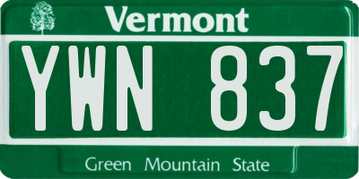 VT license plate YWN837