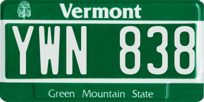 VT license plate YWN838