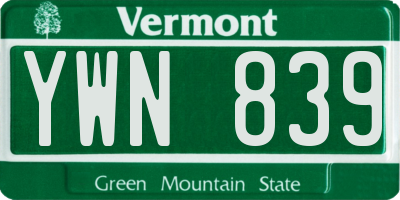 VT license plate YWN839