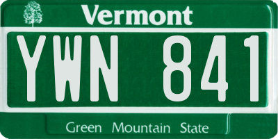 VT license plate YWN841