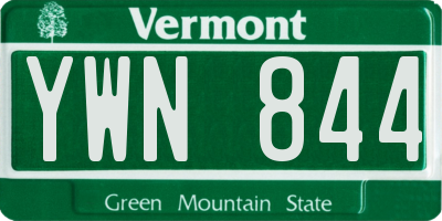 VT license plate YWN844