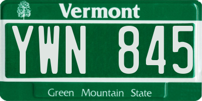 VT license plate YWN845