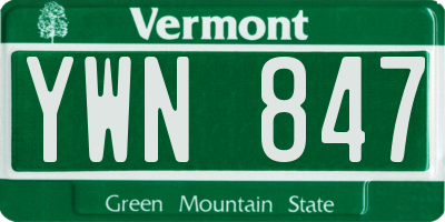 VT license plate YWN847