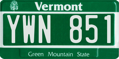 VT license plate YWN851