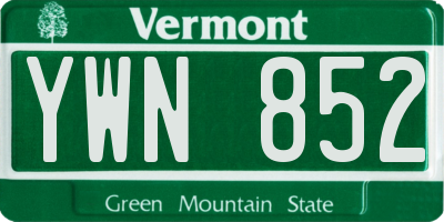 VT license plate YWN852