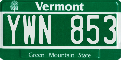 VT license plate YWN853