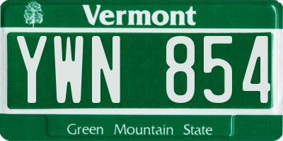 VT license plate YWN854