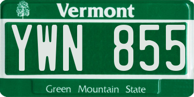 VT license plate YWN855