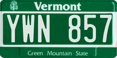 VT license plate YWN857