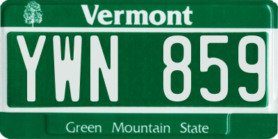 VT license plate YWN859