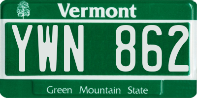 VT license plate YWN862
