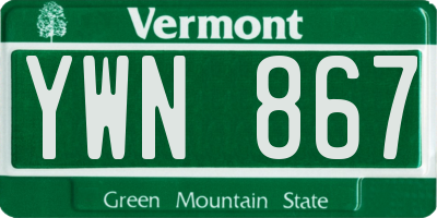 VT license plate YWN867