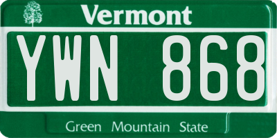 VT license plate YWN868