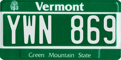 VT license plate YWN869