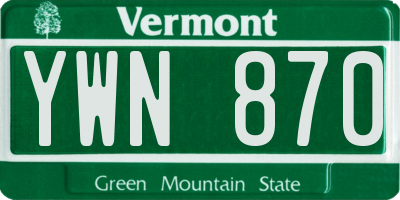 VT license plate YWN870
