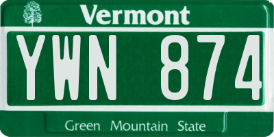 VT license plate YWN874
