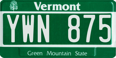 VT license plate YWN875