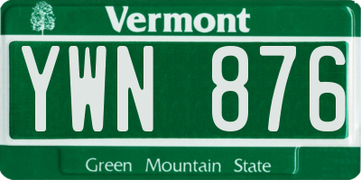 VT license plate YWN876