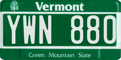 VT license plate YWN880