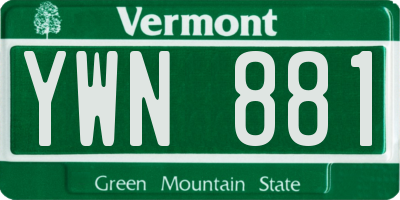 VT license plate YWN881