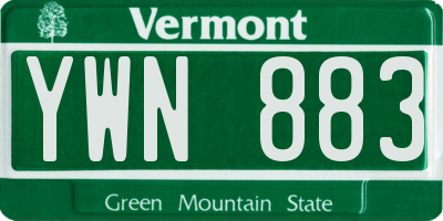 VT license plate YWN883