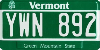 VT license plate YWN892