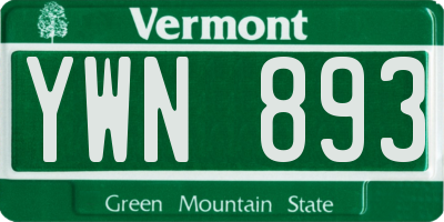 VT license plate YWN893